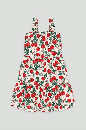 Vestido Branco Fruta Vermelha - Tam 1 - Up Baby