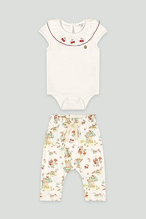 Conjunto Body Bordado Calça Rata/Cereja - Tam RN - Up Baby