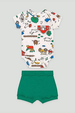 Conjunto Body Roça Short Verde- Tam RN - Up Baby