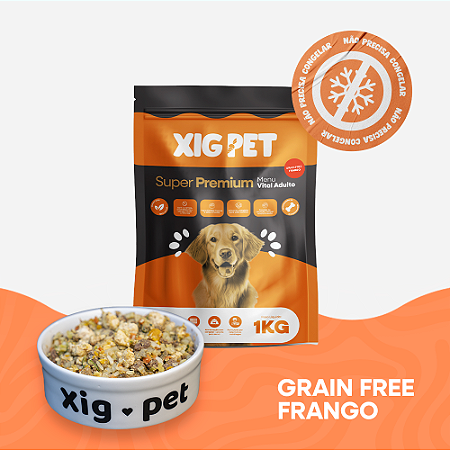 Alimentação 100% Natural sem congelar | GRAIN FREE | Sabor Frango - 2 Pacotes de 500gr (1kg)