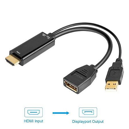 Cabo Adaptador Conversor De Hdmi Para Display Port Ativo