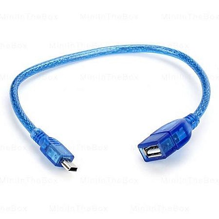 Cabo Usb Fêmea X Mini Usb V3 30Cm Blindado