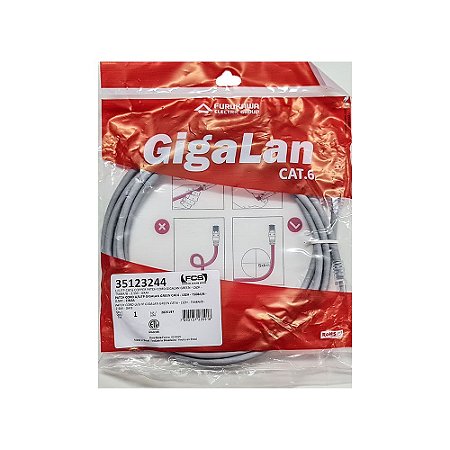 Patch Cord Cat6 2.5m Gigalan Furukawa Cinza