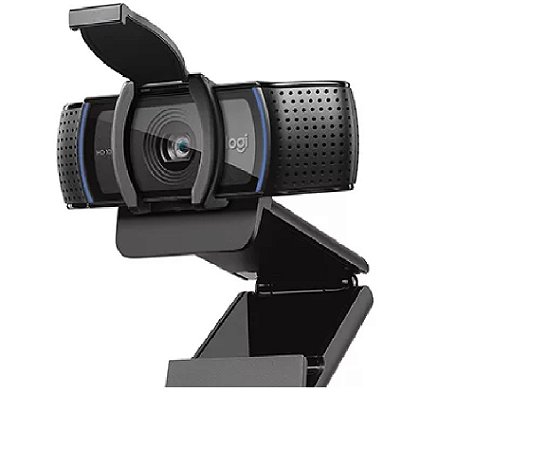 Webcam Full HD Logitech C920s com microfone protetor de lente