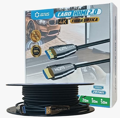 Cabo HDMI 2.0 Fibra ótica 4k Ultra rápido 30 metros - Lotus