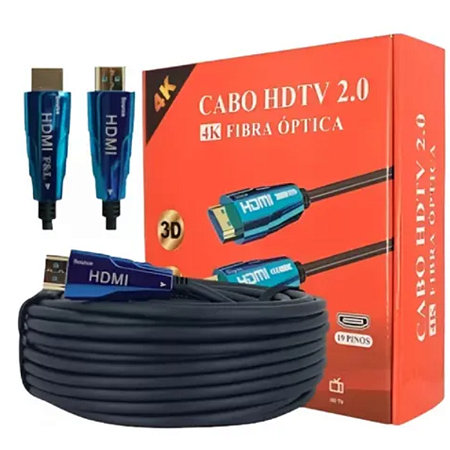 Cabo Hdmi 2.0 Fibra Òpitica Ultra Hd 4k 60 Metros Blindado
