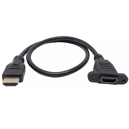 Cabo Hdmi Macho Femea Extensor 30 Cm Fixador Painel Parafuso