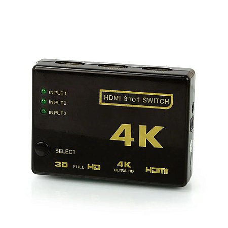 Switch hdmi 3x 2.0  com controle 4k -  ARC