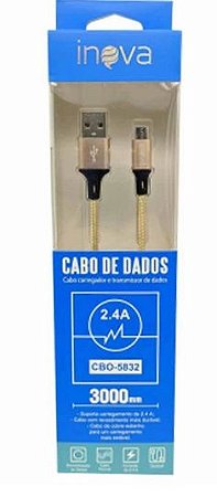 Cabo Inova 2.4A USB V8 3 Metros CBO-5832