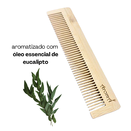 Pente de Bambú Aromatizado com Óleo Essencial Aromá 13,5cm