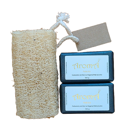 Kit Felicità Masculino: 2 Sabonetes + Bucha Vegetal + Saco de Algodão