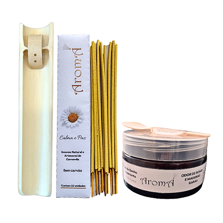 Kit Relax Aromá: Escalda Pés + Incensário + 10 Incensos Naturais
