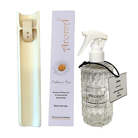 Kit Calma - Aromatizador Baby + Cx 10 Incensos Camomila + Incensário