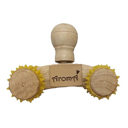 Massageador de Madeira Manual Aromá Rodinhas em Silicone