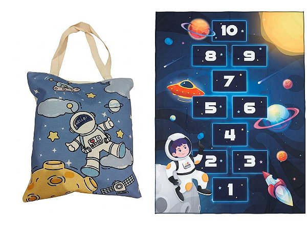 Kit Astronauta Tapete Infantil Menino com Sacola Forrada Aromá