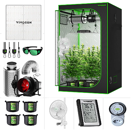 KIT Grow Cultivo indoor COMPLETO VIVOSUN 80x80x160cm + LED VIVOSUN VS1500 samsung
