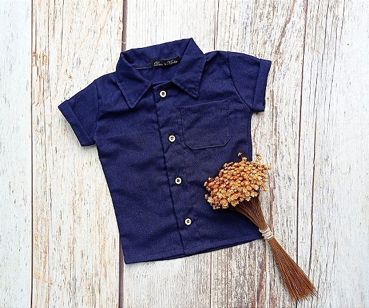 Camisa Guto azul marinho - Manga curta