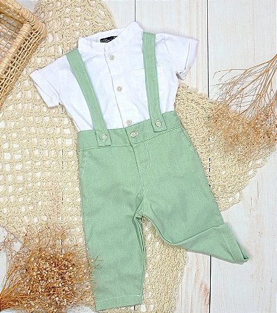 Look Bernardo verde menta - Manga curta