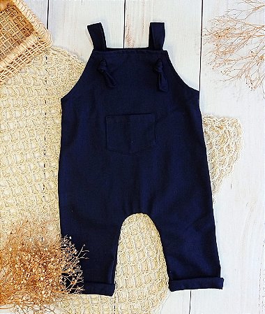 Jardineira azul marinho longa