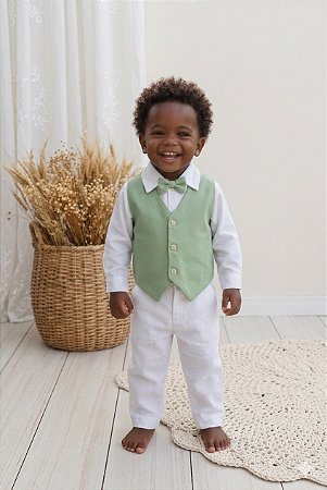 Look Vicente verde menta - Calça branca