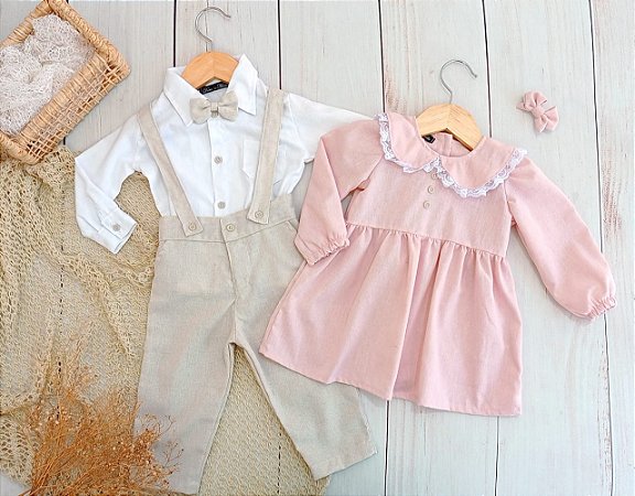 Combo - Look Pietro natural + Vestido Emili Rosa
