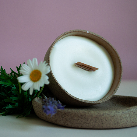Vela Aromática - Pote de Cerâmica 90g -  Camomila e Lavanda