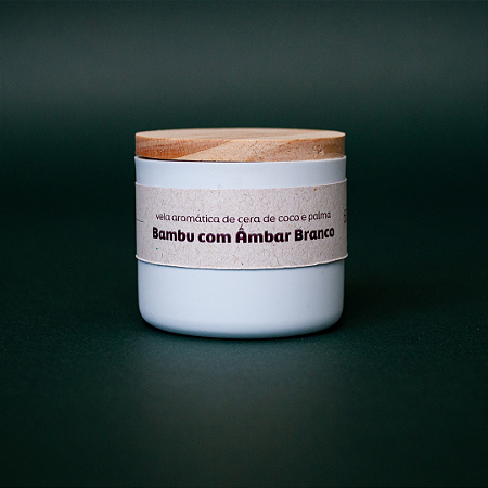 Vela Aromática - Pote Ecológico 60g - Bambu com Âmbar Branco