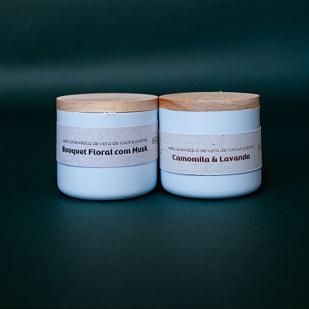 KIT 02 Velas Aromáticas 60g - Bouquet Floral & Camomila e Lavanda