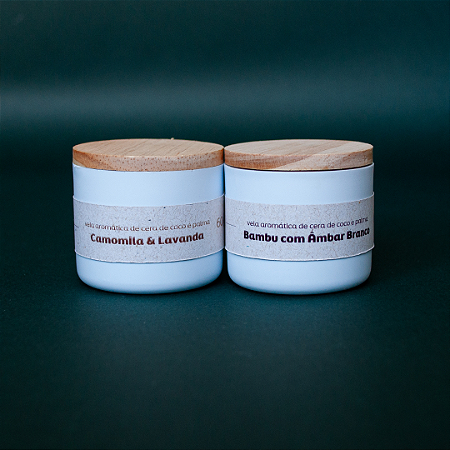 KIT 02 Velas Aromáticas 60g - Camomila e Lavanda & Bambu