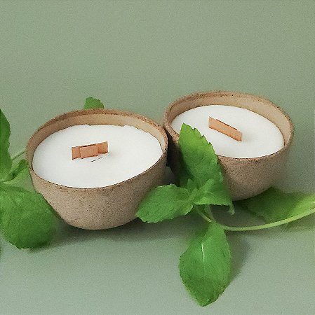 Vela Aromática - Pote de Cerâmica 90g - Sálvia com Hortelã