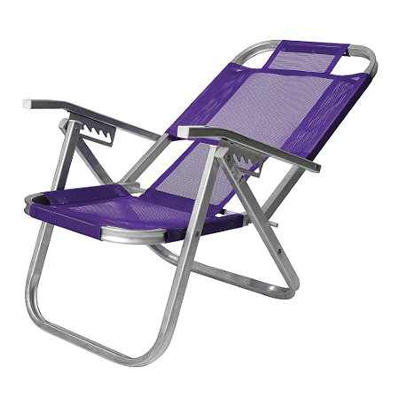 Cadeira de Praia BTF Reclinável Alta Ipanema Roxa em Alumínio
