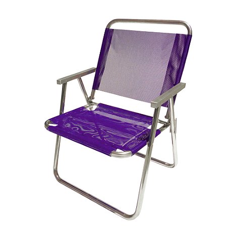 Cadeira de Praia BTF Varanda Extra Larga 130 Kg. Roxa em Alumínio