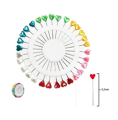 ALFINETE CORAÇÃO - 5.5 CM - DISCO C/36 ALFINETES