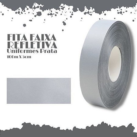 FITA REFLETIVA PRATA - 5CM - ROLO C/100 MTS