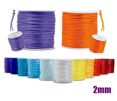 CORDAO ACETINADO RABO DE RATO - 02MM - ROLO C/50 MTS