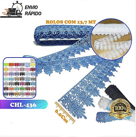 RENDA GUIPIR CHL-436 6.0 CM -  ROLO C/13.7 METROS