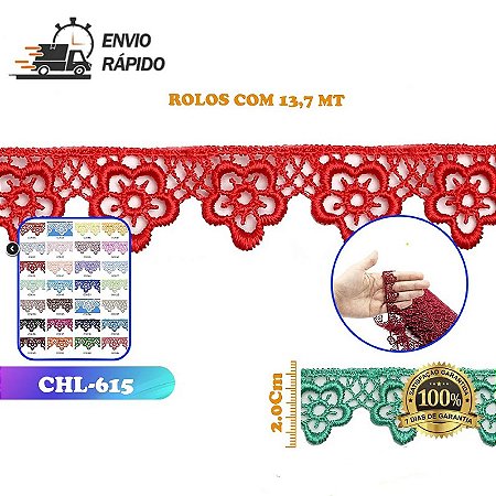 RENDA GUIPIR CHL-615 FLOR - 2.0 CM -  ROLO C/13.7 METROS