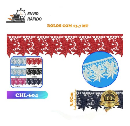 RENDA GUIPIR CHL-604 3,5 CM -  ROLO C/13.7 METROS