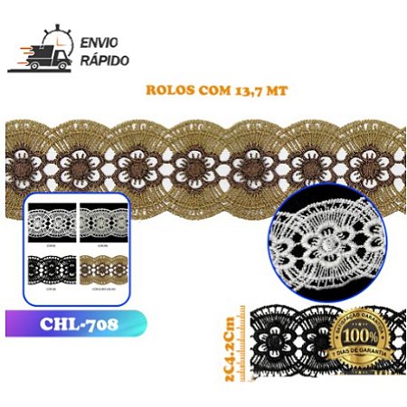 RENDA GUIPIR  CHL-708 4.2 CM -  ROLO C/13.7 METROS
