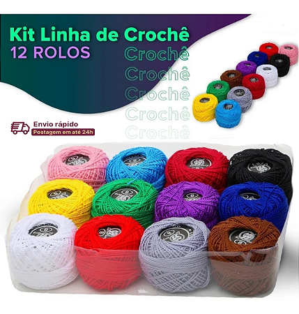 KIT DE LINHAS DE CROCHÊ - C/12 UNIDADES - 100%ALGODAO