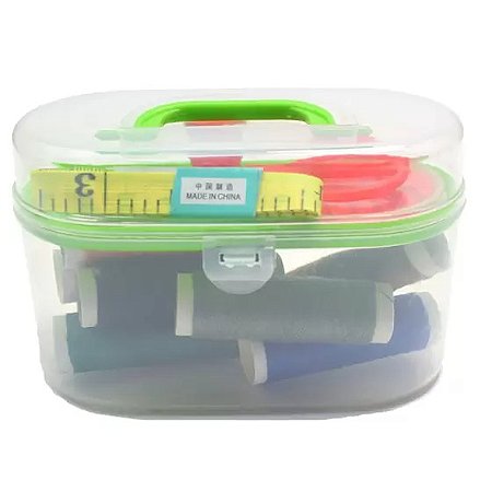 KIT DE COSTURA MALETA C/12CM DE PLÁSTICO VERDE