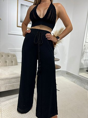 Conjunto Top e Calça Tricô Modal.