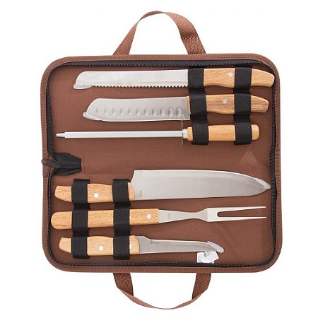 Kit Churrasco Gran Chef 7 Peças - Maleta Poliester