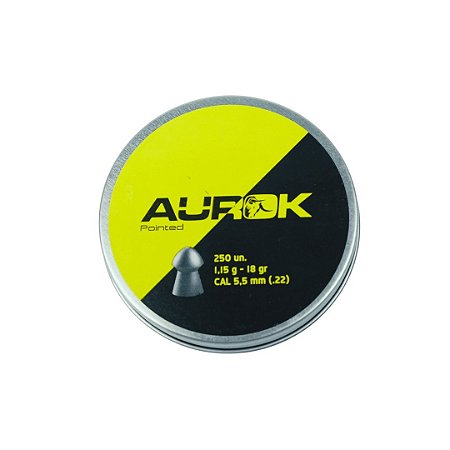 Chumbinho Aurok Pointed 18gr c/250 und. Calibre 5.5mm