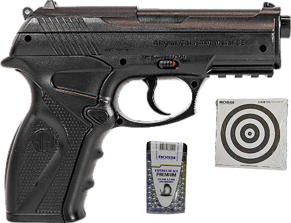 Pistola de Pressão CO2 Rossi WG C11 4.5mm + 600 Esferas Rossi Premium + 5 Alvos