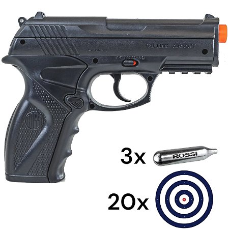 Pistola de Pressão Airgun CO2 Rossi WG R11 (C11) 6.0mm  + 20 Alvos + 3 Cápsulas de CO2