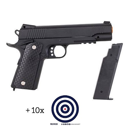 Airsoft Pistola VG 1911-V13 BK Metal Spring 6mm + 10 alvos