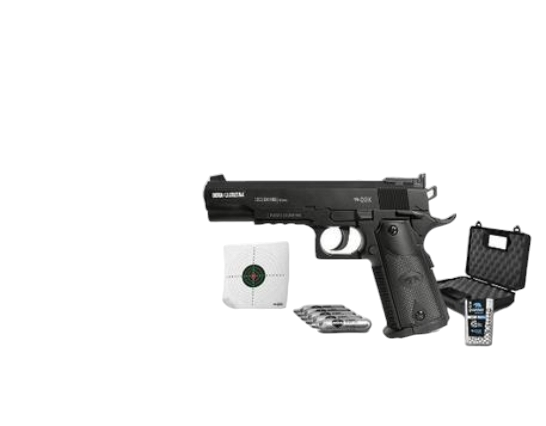 Pistola de Pressão CO2 QGK Colt 1911 NBB 4.5mm + Case + 5 Cápsulas+ 5 Alvos + 300 Esferas