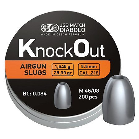 Chumbinho Jsb Slug KnockOut 25,39gr (CAL.218) c/200und. Calibre 5.5mm