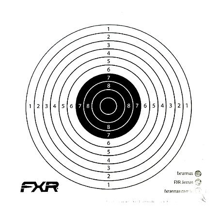Alvo de Papel FXR Airguns/Airsoft Preto 140x140mm c/20 unidades